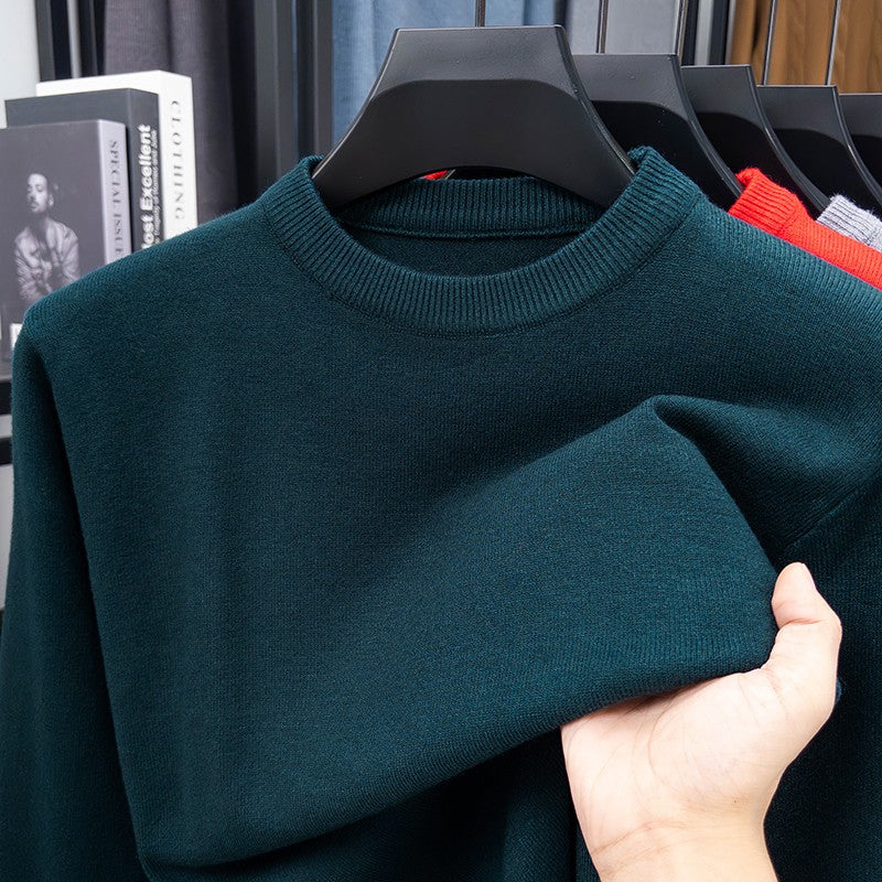 2025 New Men's Casual Sweater Round Neck Long Sleeve Knitted Sweater Diamond Pattern Fashion Versatile Top