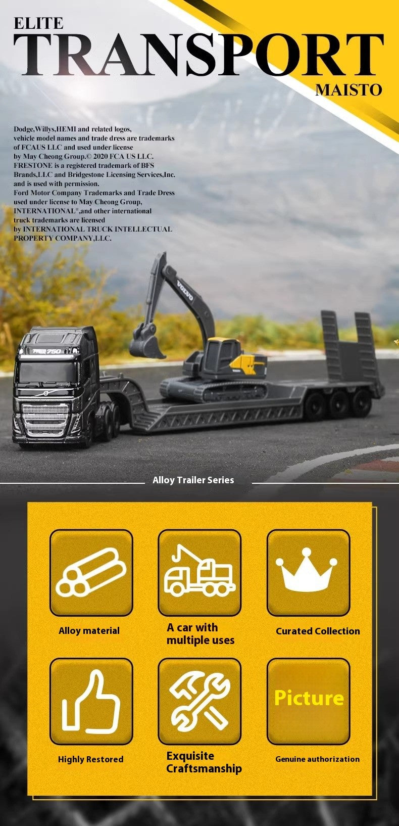 Maisto 1:64 Scania 770S Volvo FH16 Transporte Pesado Liga Modelo Veículo de Engenharia Coleção Presente para Meninos Colecionadores Brinquedo