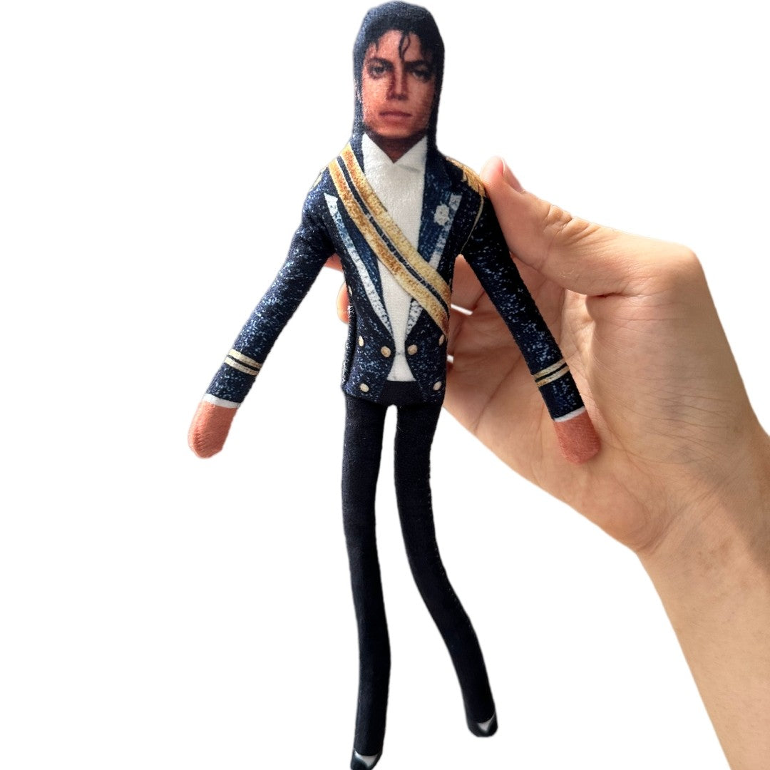 Michael Jackson Plush Figure Doll Soft Stuffed Toy with Movable Joints Handwoven Pop King Room Decor Fan Gift