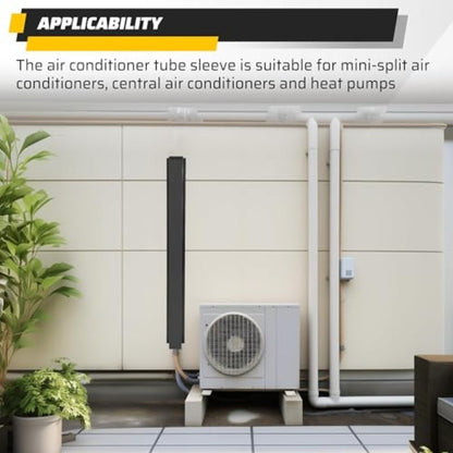 Conjunto de Cobertura de Linha de Metal 10,16cm L x 10,16cm A x 304,8cm C para Mini Split Ar Condicionado Central Bomba de Calor Aço Resistente Branco 2 Peças Univ