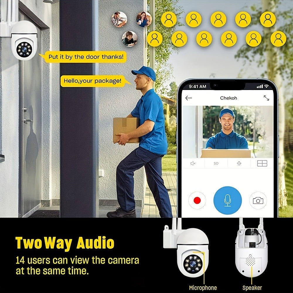 Ease Life APP Wireless 1080P HD Indoor/Outdoor WiFi Security Camera, Color Night Vision, 2-Way Audio, 360° Pan/Tilt/Zoom