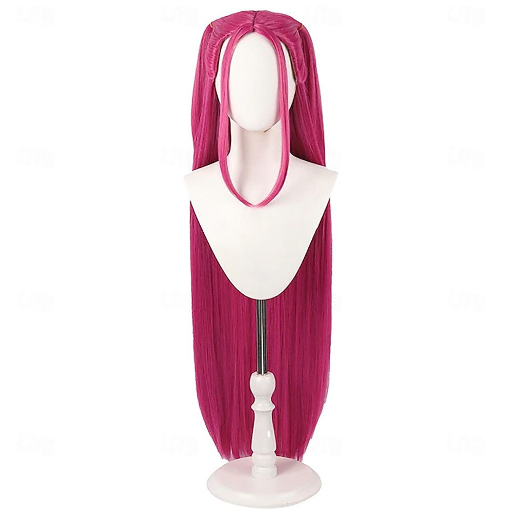 HAIRJOY Cabelo Sintético Peruca Vermelha de Fantasia Peruca de Cosplay Peruca de Anime Acessório de Cabelo Longo e Liso para o Halloween