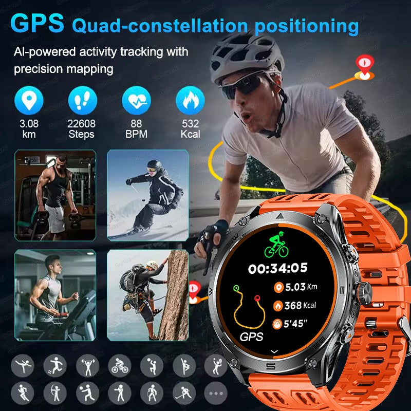T-Rex3 Ultra Novo Smartwatch com Bússola e GPS Integrados Bateria de 1000mAh Resistência à Água 10ATM Rastreador Esportivo Smartwatches Militares para Exteriores