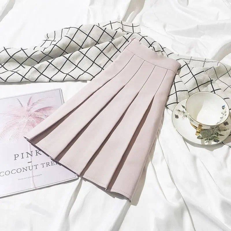 Plus Size High Waist Black Pleated Mini Skirt Sweet School Uniform Style A- Line plus Size Skirt Spring Summer Autumn Small F...