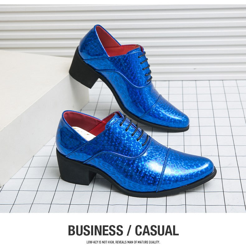 New pointed high-heeled shoes for men to increase business dress office men's shoes groom wedding wedding shoes