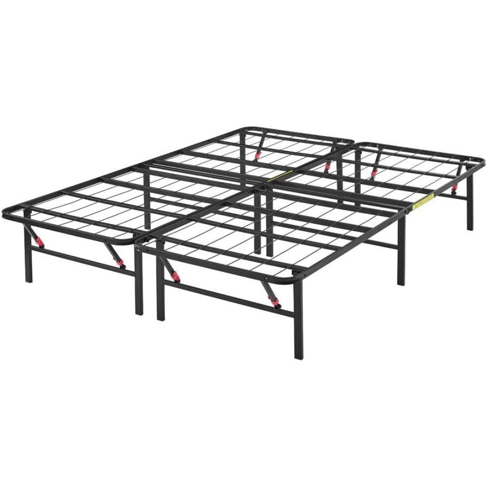 Folding Metal Bed Frame with Storage, Sturdy Steel, No Box Spring Needed, 14 Inches High, Easy Assembly