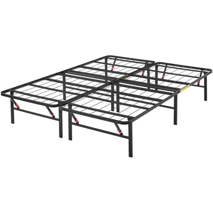 Folding Metal Bed Frame with Storage, Sturdy Steel, No Box Spring Needed, 14 Inches High, Easy Assembly