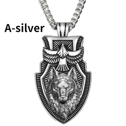 Colar Masculino de Aço Inoxidável com Pingente Triângulo e Cabeça de Lobo, Joia Punk de Animal para Homens, Presente de Aniversário, Estilo Hip Hop