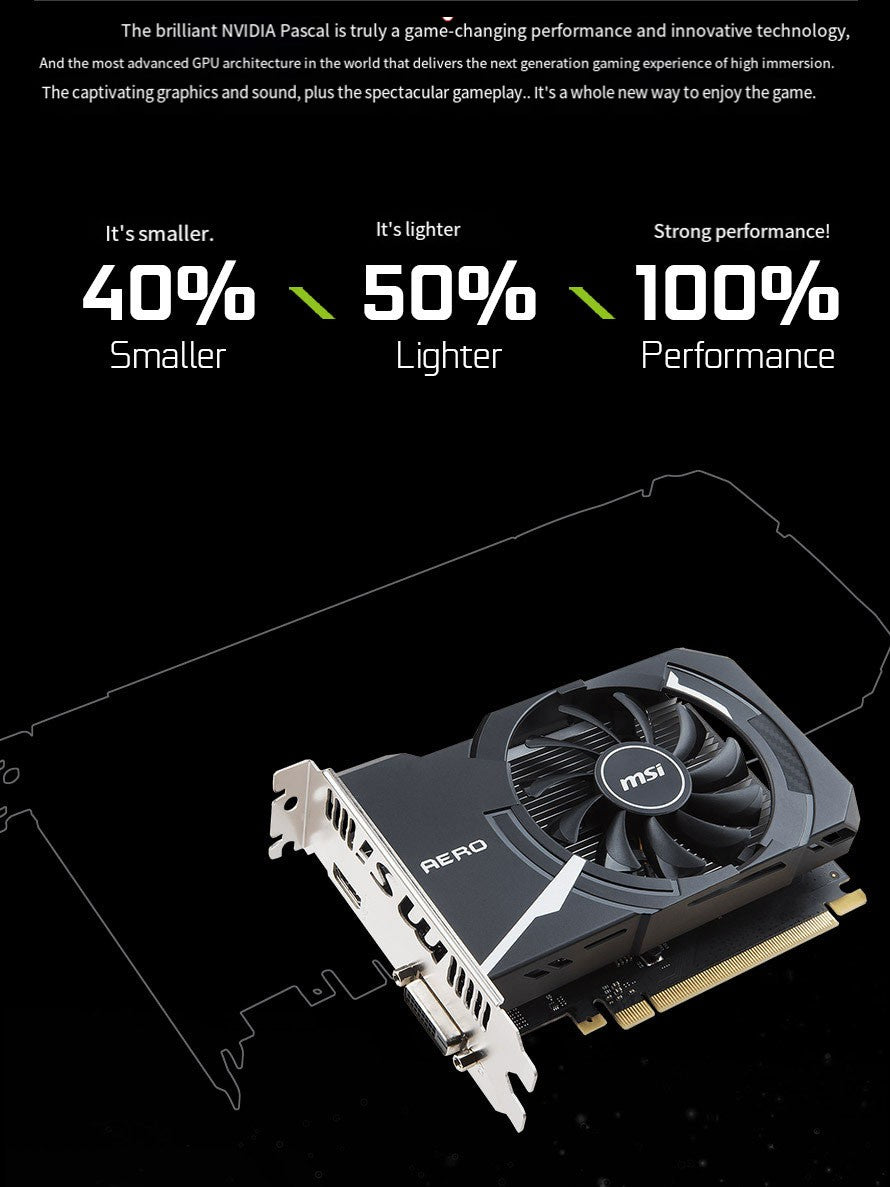 MSI GeForce GT 1030 AERO ITX 2GD4 OC 64Bit DVI PCI-E 3.0 Geforce GPU Gt 1030 Placa de Vídeo para Jogos