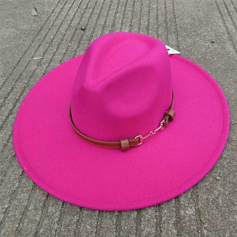 Chapéu Fedora de feltro liso com coroa em formato de gota para homens e mulheres novo cinto de couro Chapéu Panamá ????? ???????