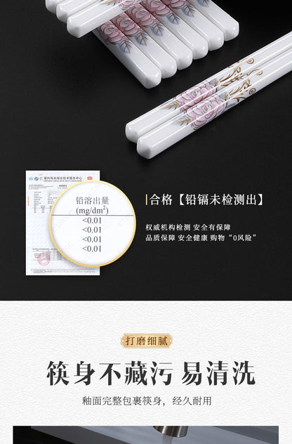 Novo conjunto de hashis de cerâmica à prova de quedas, antiderrapante, de grau alimentício, resistente à umidade, de alta temperatura, talheres chineses, hashis de sushi