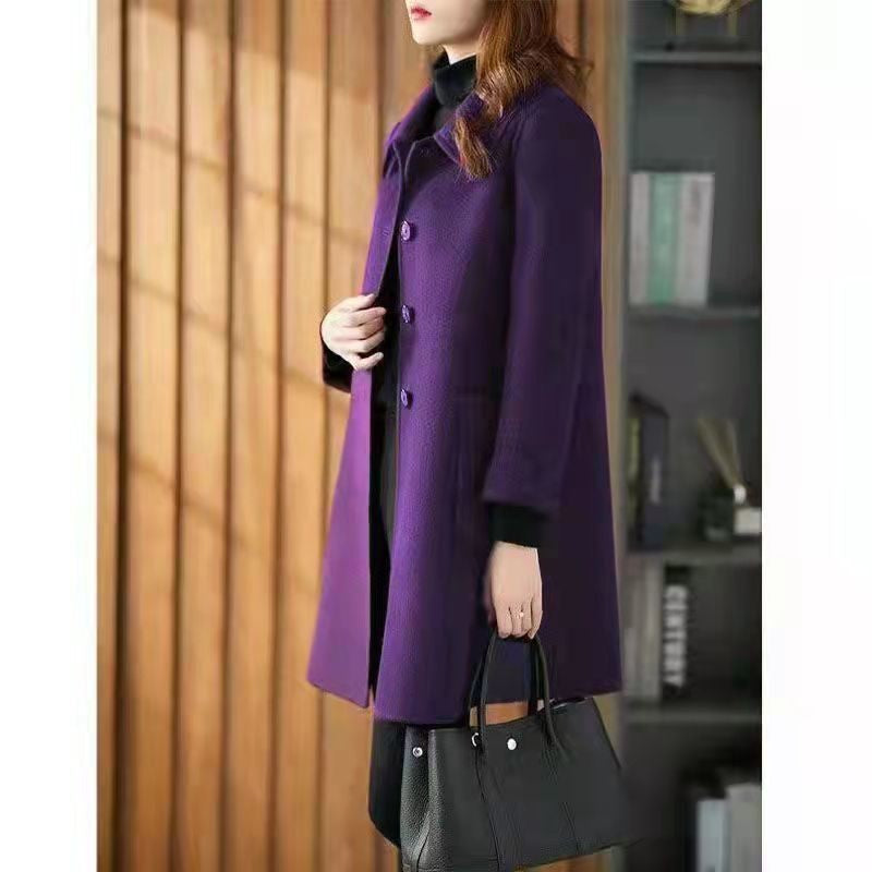New Korean Mid-length Woolen Jacket for Women Loose Versatile Ins Fashion Coat