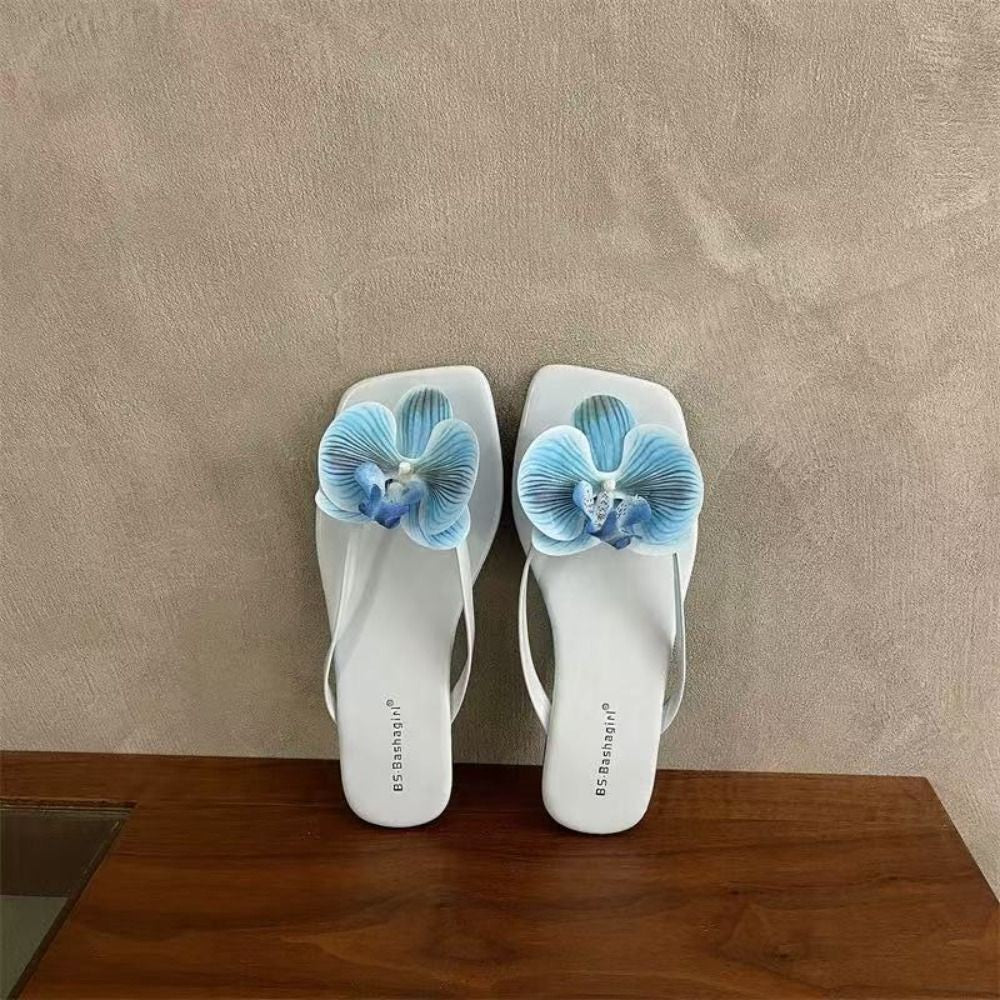 Daily Sweet Butterfly Orchid Slipper Summer Vacation Flower Flip Flops Elegant Out Wear Women's Sandals Ladies/Girls