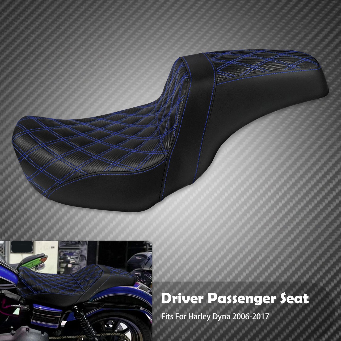 Assento Duplo de Couro para Piloto e Passageiro Dianteiro Traseiro de Motocicleta para Harley Dyna 2006-2017 Fat Bob Low Rider FLD