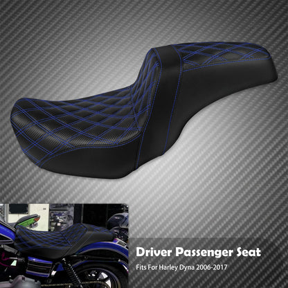 Assento Duplo de Couro para Piloto e Passageiro Dianteiro Traseiro de Motocicleta para Harley Dyna 2006-2017 Fat Bob Low Rider FLD