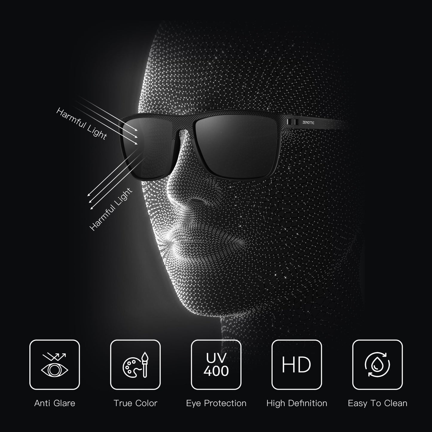 ZENOTTIC Retro Square Polarized Sunglasses Fashion Shade Women Men Ultra light TR90 Frame UV400 Protection Classics Sun Glasses