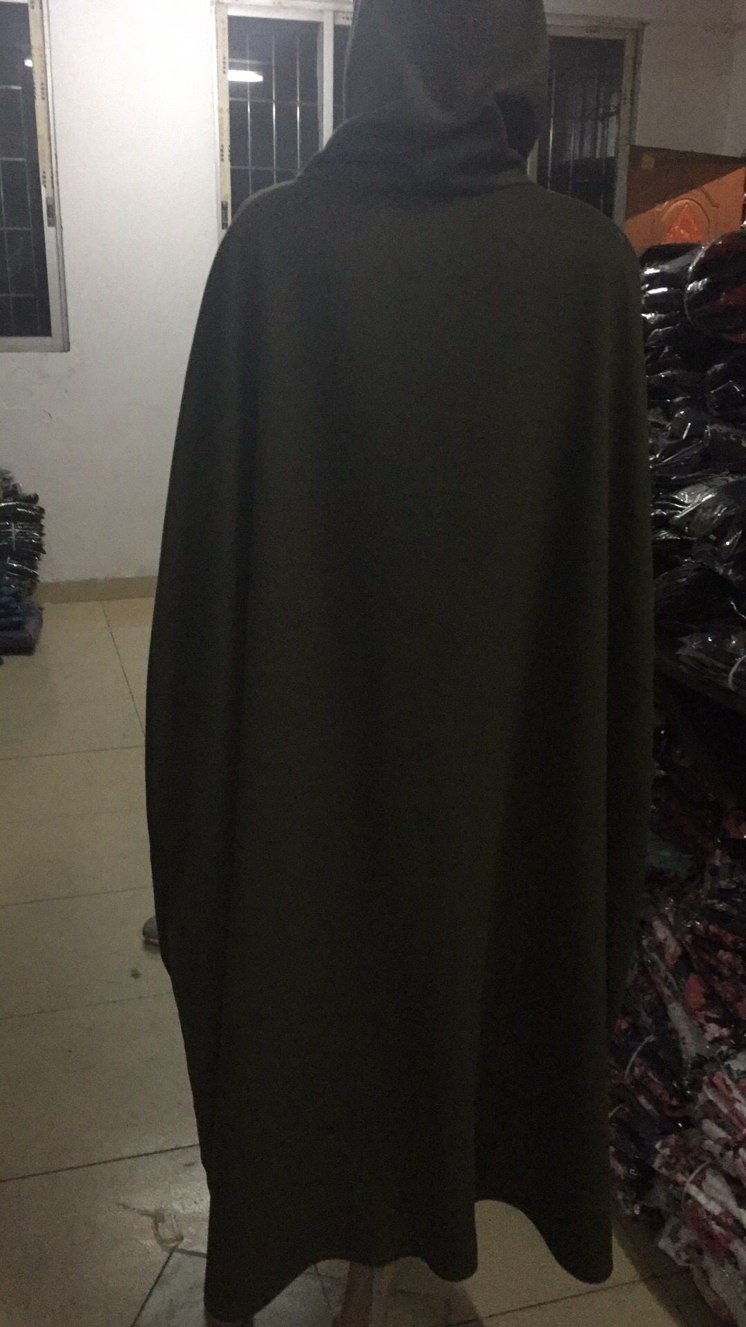 Caped Woolen Overcoat 2025 Europe Five Colors Hooded Shawl Lengthened Cloak Overcoat Woolen Overcoat Woman Windbreaker