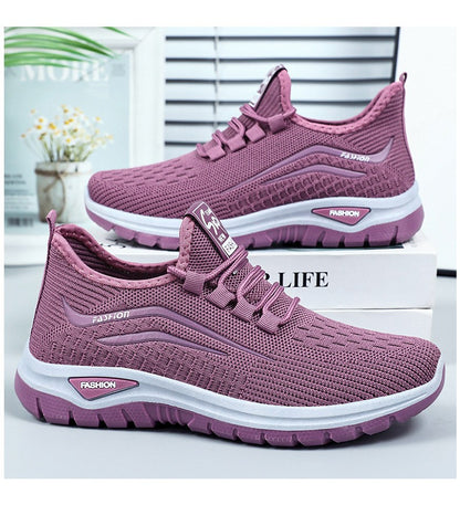 Autumn Women Casual Shoes Breathable Walking Mesh Lace Up Flat Shoes Sneakers Women Tenis Feminino Pink Zapatillas De Mujer