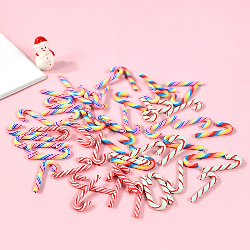 10/30/50Pcs Mini Candy Cane Christmas Decoration Red White Resin Candy DIY Crafts Xmas Pendant Navidad Home Decor 2026 New Year