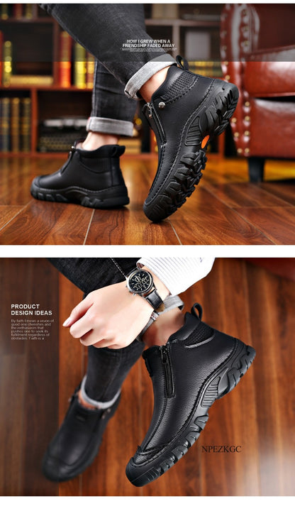 Men Winter Snow Boots Waterproof Leather Sneakers Super Warm Men's Boots Outdoor Male Hiking Boots Work Shoes chaussure homme