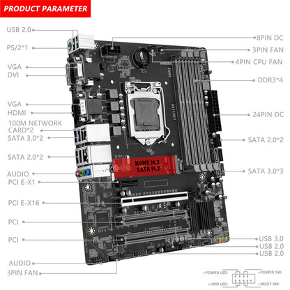 Placa-mãe MACHINIST H97M PRO suporte LGA 1150 Intel Core I3 I5 I7 E3 CPU DDR3 RAM SATA3.0 USB3.0 NVME NGFF M.2 M-ATX