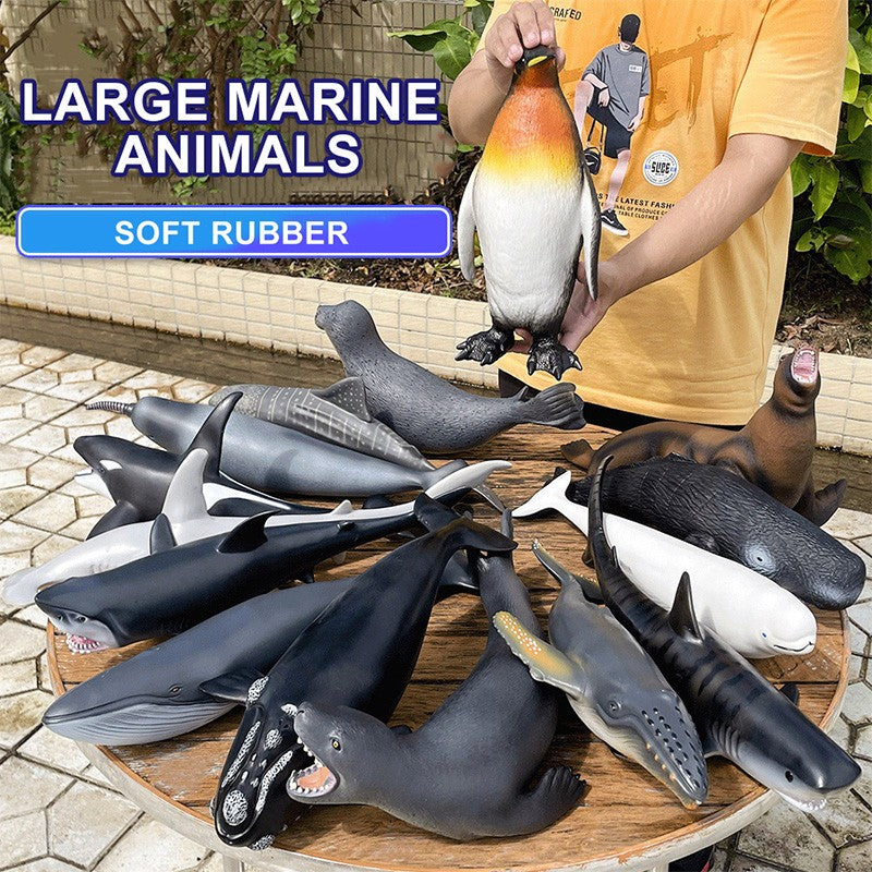 Grandes Animais Marinhos Baleia Jubarte Golfinho Assassino Baleia Azul Agite Cachalote Modelo Bonecos de Ação Tartaruga Marinha Pinguim Brinquedos Educacionais