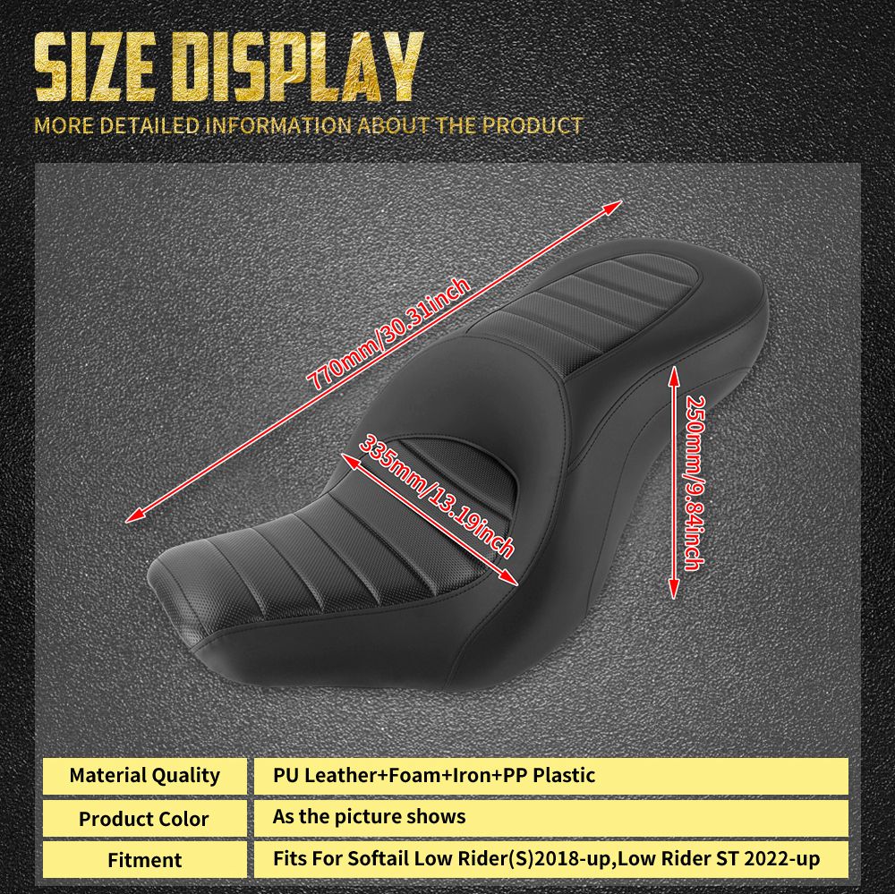 Assento Traseiro Dianteiro para Passageiro de Motocicleta para Harley Softail Sport Glide Low Rider S Low Rider ST 2018-24