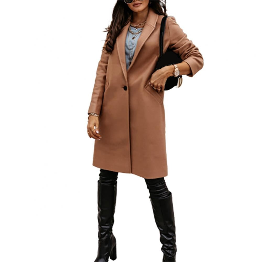 Casual Women Autumn Winter Pocket Lapel Overcoat Button Warm Long Coat Jacket 2020 HOT SALE