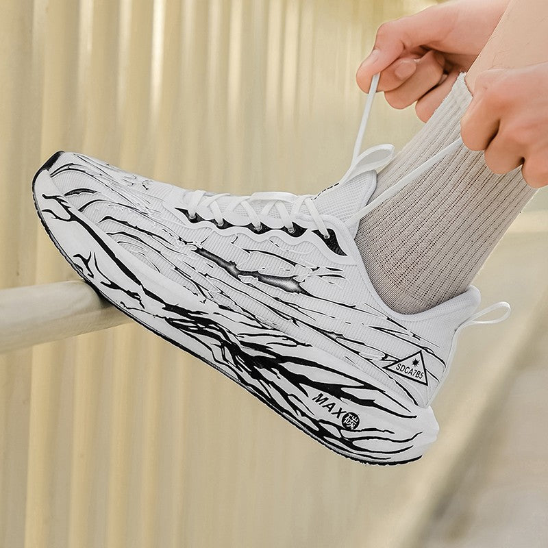 Unisex Running Shoes Breathe Mesh Fashion Lace Up Mens Womens Sneakers Cushioning Thick Sole Outdoor Tennis Shoes for Men Women