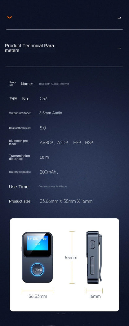 Bluetooth 5.0 Audio Receiver Support TF Card MP3 Player Lossless FM Transmitter Remote Control Wireless Audio Adapter Walkman