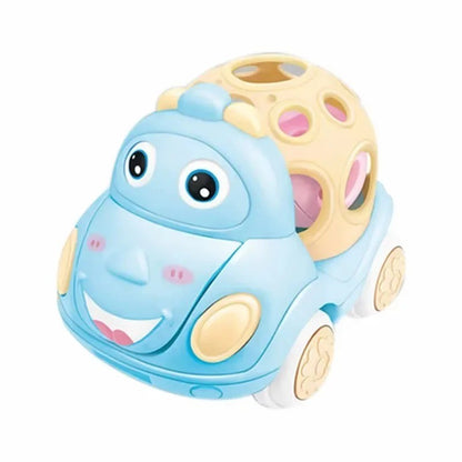 Baby Toy Car Rattle - Press & Go Friction Powered Truck, Soft Rolling Cars for Toddlers 1-3 Perfect Birthday Gift for Girls Boys