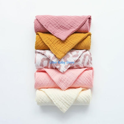 N80C 10Pcs Baby Square Towels Infants Wash Hand Face Towel Handkerchief Feeding Bib Burp Cloth Soft Crepe Muslin Saliva Towel