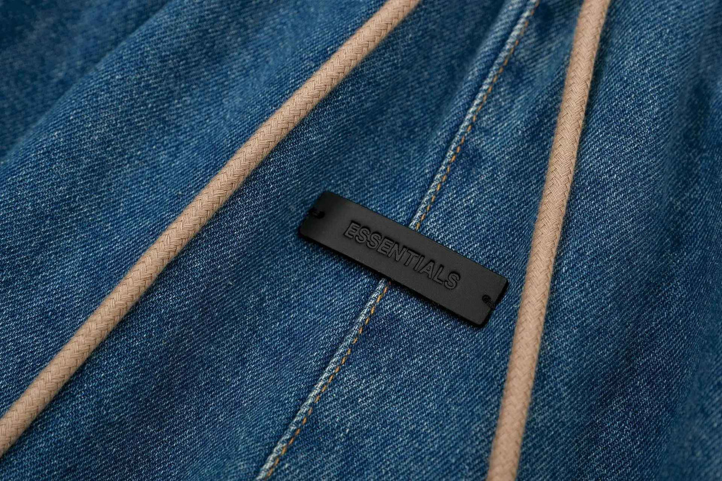 Cross-border Fog Essentials Men's Denim Straight-leg Pants American Style Washable Drawstring Elastic Waist Fit Bell Bottoms