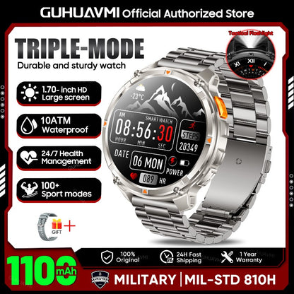 Smartwatch Masculino Novo T-REX3 2026 Bateria de 1100mAh 10ATM À Prova D'Água GPS Chamada Bluetooth 1.7" AMOLED HD Esportes Lanterna Inteligente