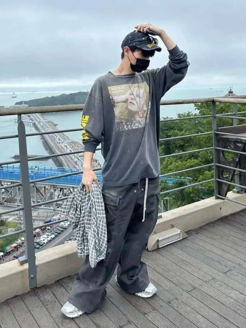 PFNW High Street Drawstring Zipper Sliced Wide Leg Cargo Pants Msn's Casual Loose Straight Trousers Loose Denim Pants 28W5963