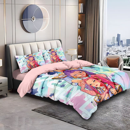 Kpop Demon Hunters Huntrix Bedding Set - Single to King Size, Anime Print Duvet Cover Sets for Adult Bedrooms