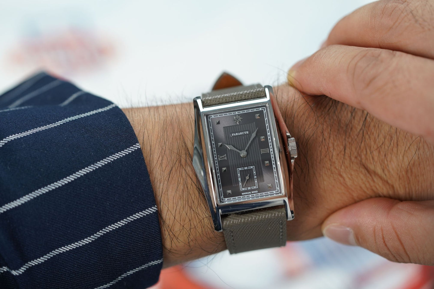 FARASUTE Creative Manual Square Customized Mechanical Movement Watch Men Luxury Sapphire Glass Small Second Wristwatches reloj