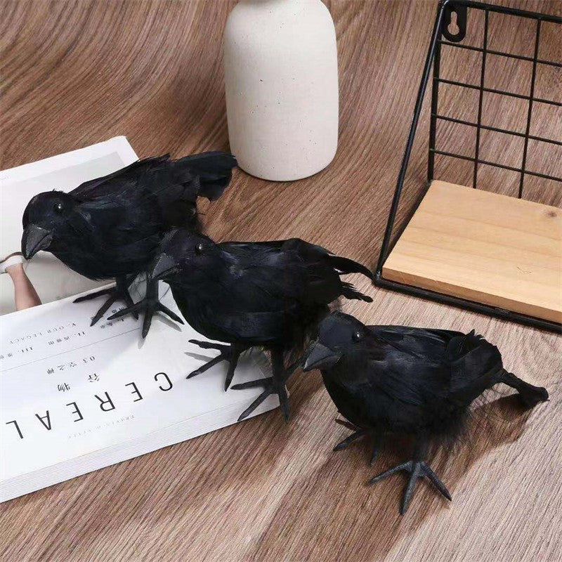 3/4/6Pcs Simulation Black Crow Animal Model Artificial Crow Black Bird Raven Home Decoration Party Prop Garden Decor 20x9x6cm