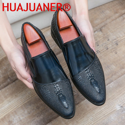 Luxury Crocodile Pattern Men Business Loafers Big Size Fashion Leather Comfortable Designer Wedding Social Formal Platform Shoes