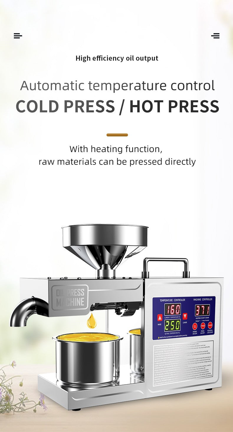 Máquina de Prensa de Óleo de Aço Inoxidável 304 Modelo 2025 NOVO, Grande Capacidade para Amendoim, Girassol, Sementes de Gergelim, Fácil de Limpar, Baixo Ruído