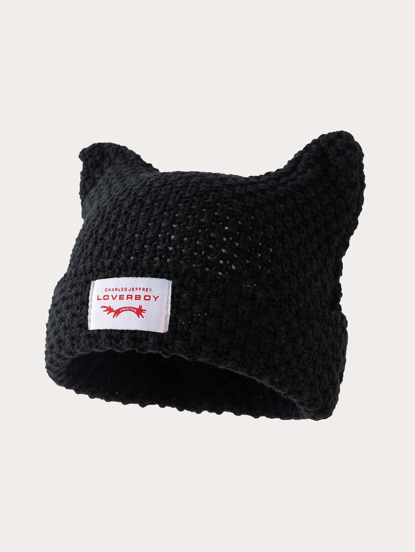 Y2K Handmade Stripe Knit Beanie Hat Cat Ears Cold Hat Winter Men Female Warm Crochet Hat Kawaii Designer