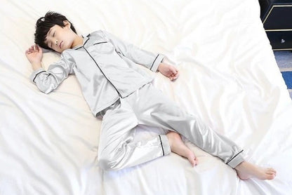 Kids Ice Silk Sleepwear Summer Short Sleeve Homewear Set for Boys Girls Thin Lightweight Baby Air Conditioning Clothing