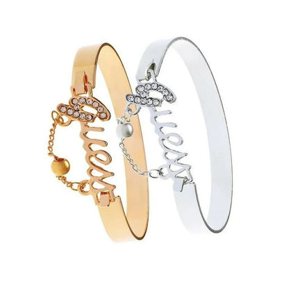 Pulseira de Metal Feminina com Letras, Corrente com Franjas, Liga de Cristal, Pingente, Bijuteria da Moda, Joia Mais Vendida