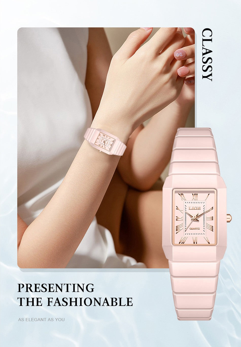 New Fashion LIGE Woman Watch Elegant Luxury Ceramic Strap Waterproof Simple Dial Quartz Women's Watches Ladies Gifts Reloj Mujer
