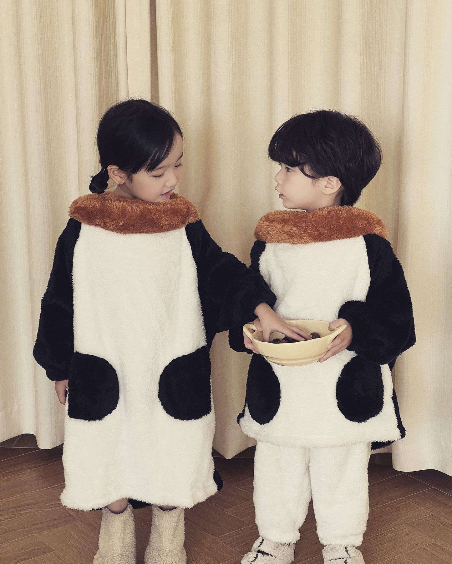 2025 Winter Infants Toddlers Pajamas Set Penguin Style Children's Warm Thicken Flannel Sleepwear Soft Loose 2 Pcs Suit Plush Pjs