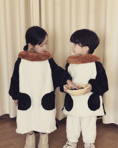 2025 Winter Infants Toddlers Pajamas Set Penguin Style Children's Warm Thicken Flannel Sleepwear Soft Loose 2 Pcs Suit Plush Pjs