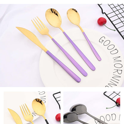 20Pcs Pink Silver Dinnerware Set Knife Dessert Fork Spoon Flatware Cutlery Set 304 Stainless Steel Silverware Tableware Kitchen