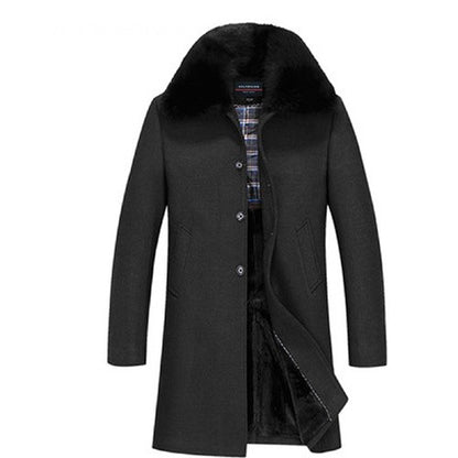 winter jackets men thicken woolen coat long outwear male warm overcoats fur wool & blends mens clothing l-4xl #18168 Holyrising