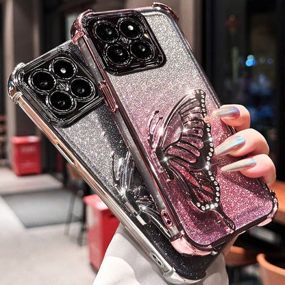 Capa Protetora à Prova de Choque com Glitter e Borboleta para Xiaomi 17 pro max Xiaomi17 13T 14T 15T Pro 15 Ultra