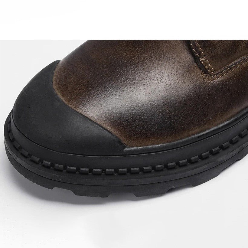 Botas Masculinas de Couro Legítimo Natural Feitas à Mão Estilo Retrô para o Inverno #9550